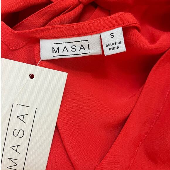 Masai Women's Pleated Harper Tunic Mini Shift Dress Red Sleeveless Small NWT - Picture 8 of 9